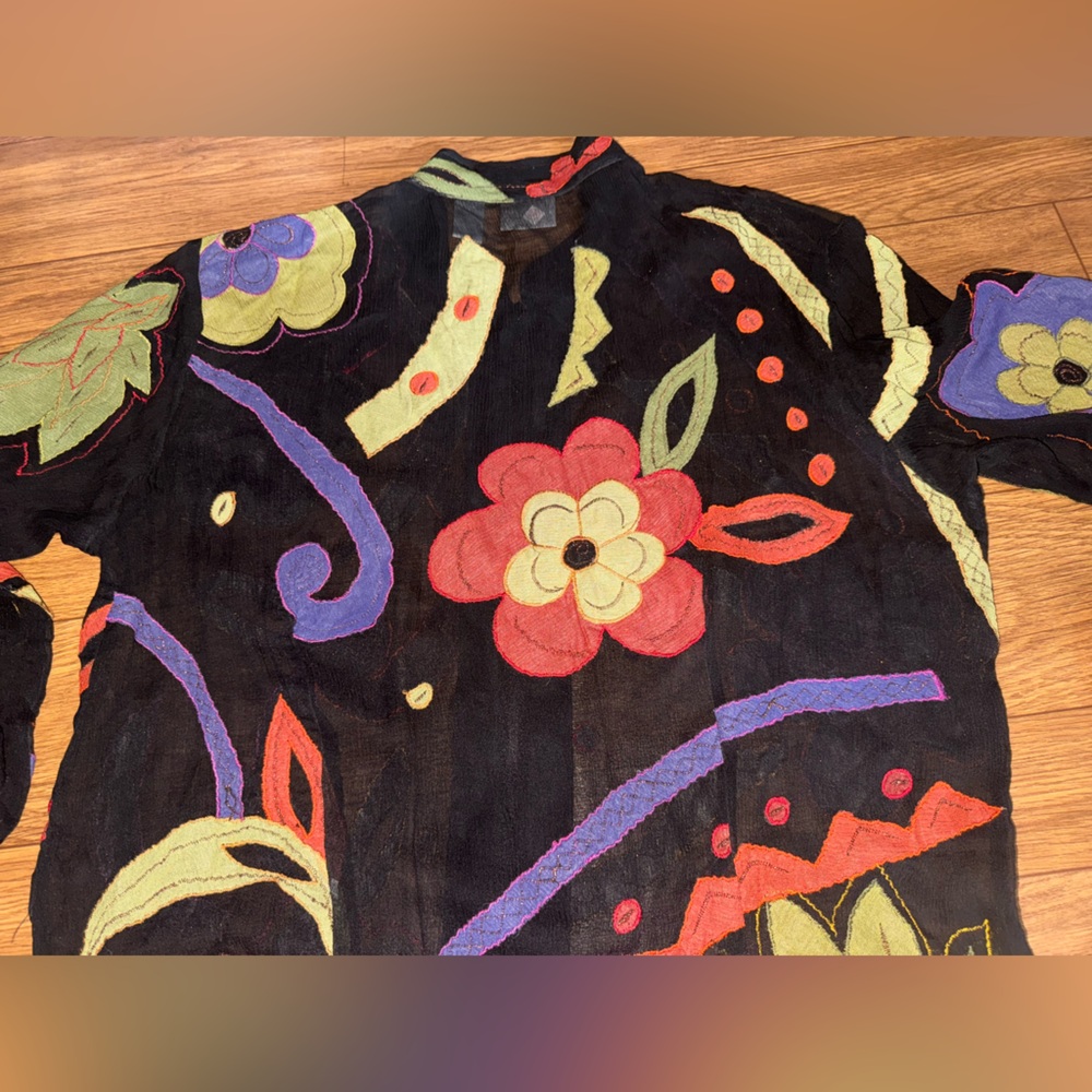 Chicos Women's 2 Full Zip Patchwork Chiffon Jacke… - image 4